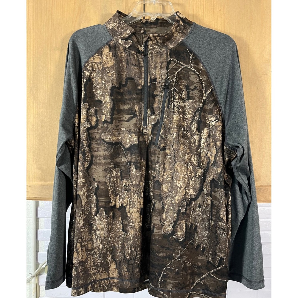 Habit 1/4‎ Zip Pullover Mens 2XL Camo Realtree Timber Scent-Factor
